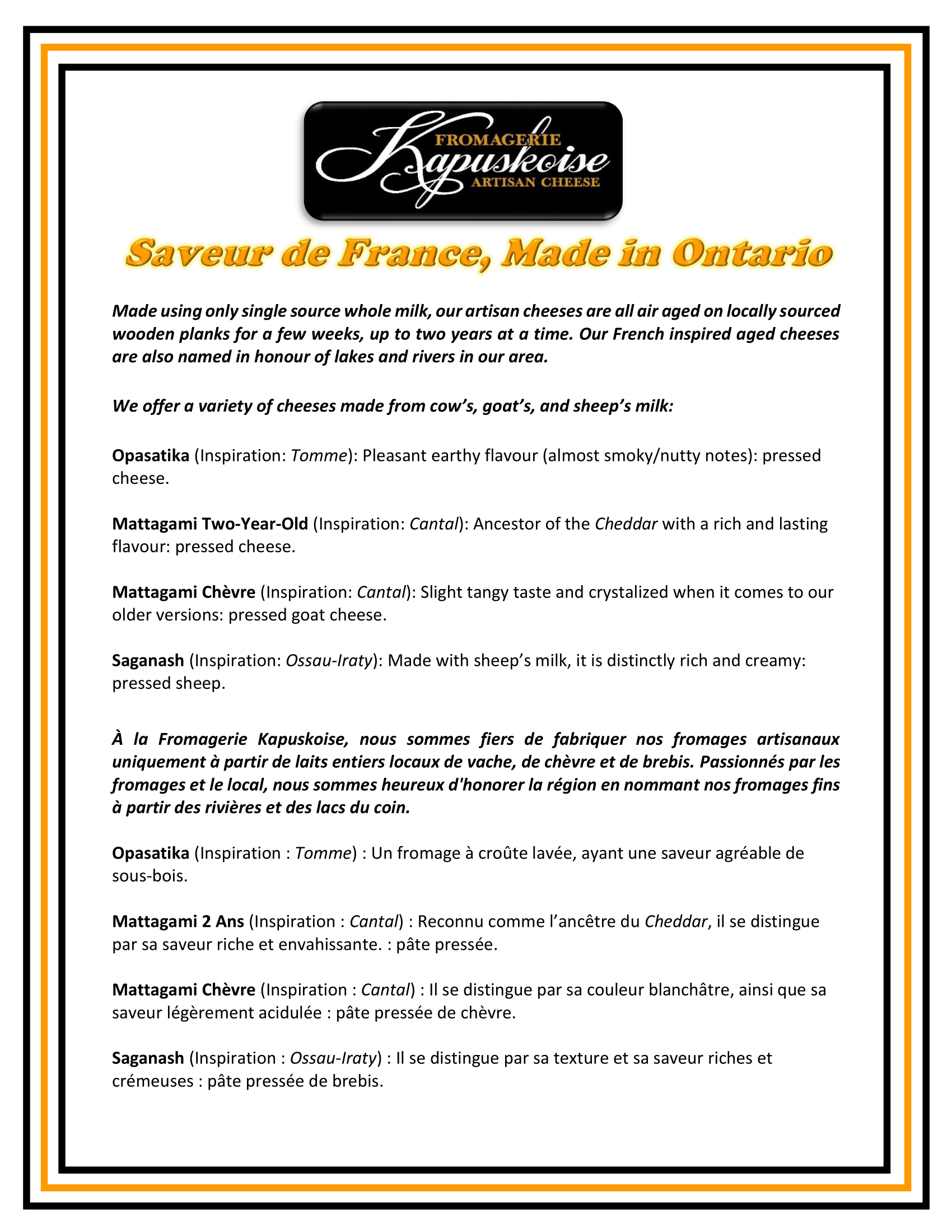 Kapuskoise Cheese Platter